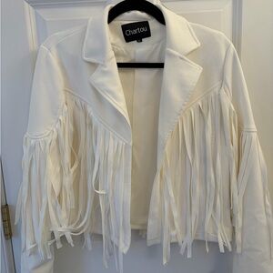 Chartou Women's Cream Fringe Blazer